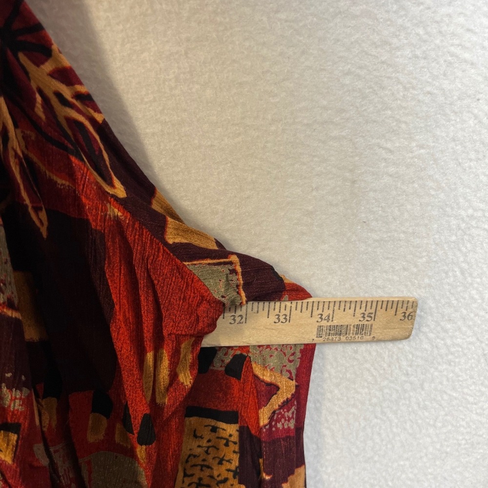 Southwest Indian Foundation Red Geometric Tribal Print Rayon Cardigan 3X Plus - Picture 3 of 10